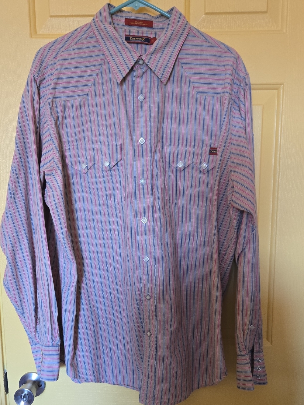 Daniel Cremieux Pink and Blue Striped Casual Button-Down Shirt